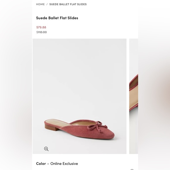 Ann Taylor Suede Ballet Flat Slides - Picture 2 of 8